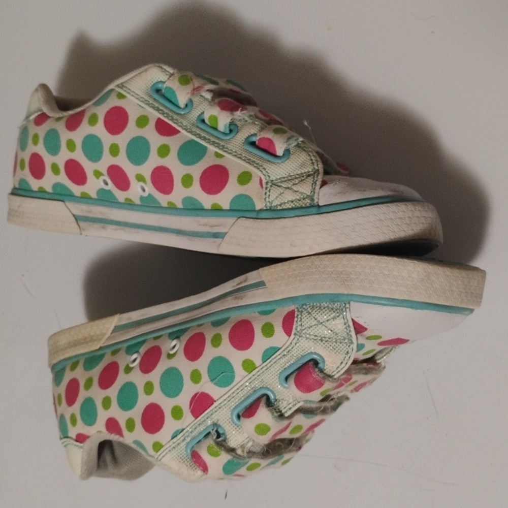 DC  Sneakers - Cream, Green, and Pink Polka Dots - Picture 4 of 11
